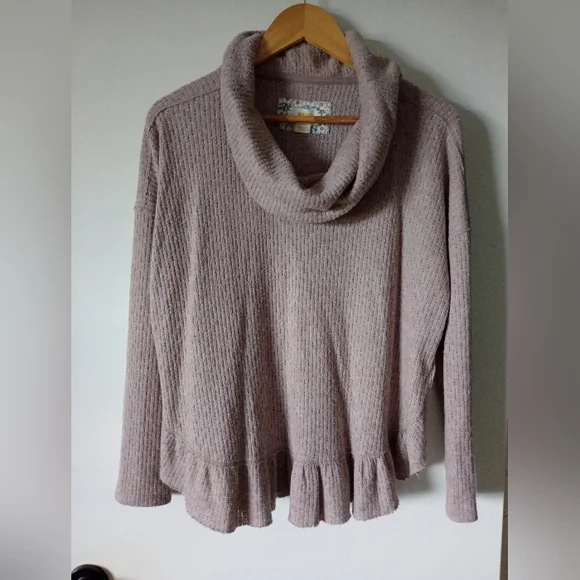 Maeve Anthropologie Heather Pink Cowl Neck Sweater Size Medium - Picture 1 of 8